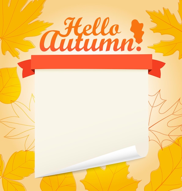 Bonjour Concept De Vecteur D'automne. Modèle De Carte De Voeux. Placez Votre Texte