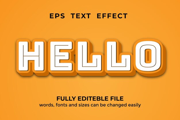 Bonjour effet de texte 3d modifiable style de texte moderne