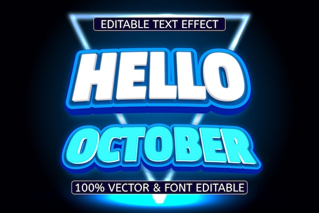 Bonjour Effet De Texte Modifiable Au Néon De Style Octobre