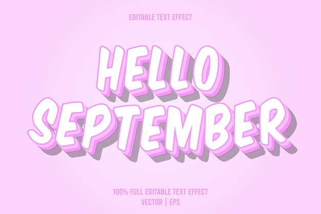 Bonjour effet de texte modifiable de septembre