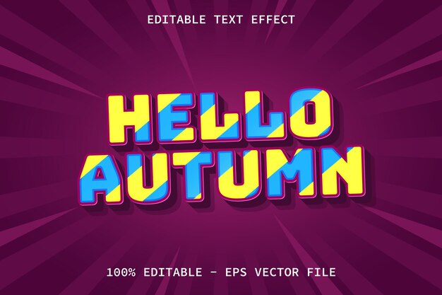 Bonjour effet de texte modifiable de style moderne automne