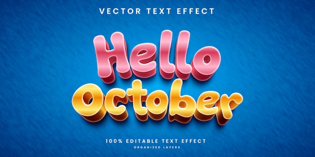 Bonjour effet de texte d'octobre