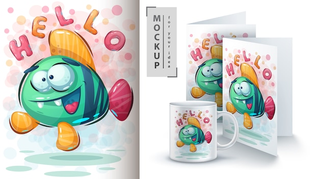 Bonjour Illustration De Poisson Et Merchandising