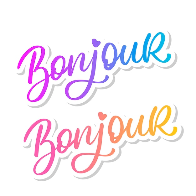 Vecteur bonjour paris phrase vector lettrage calligraphie pinceau sur tableau