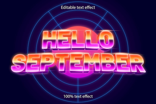 Bonjour Style Rétro Effet De Texte Modifiable De Septembre