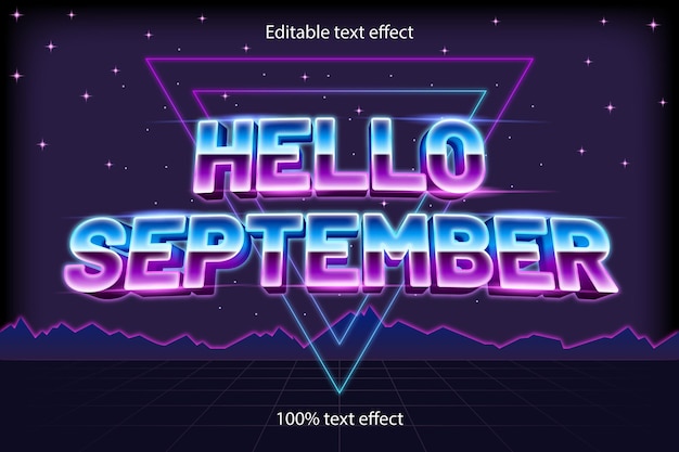 Bonjour Style Rétro Effet De Texte Modifiable De Septembre