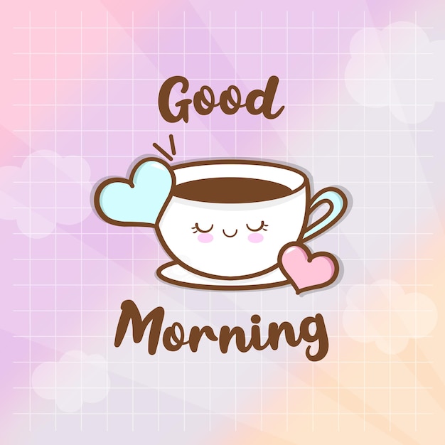 Bonjour avec la tasse de café Vector