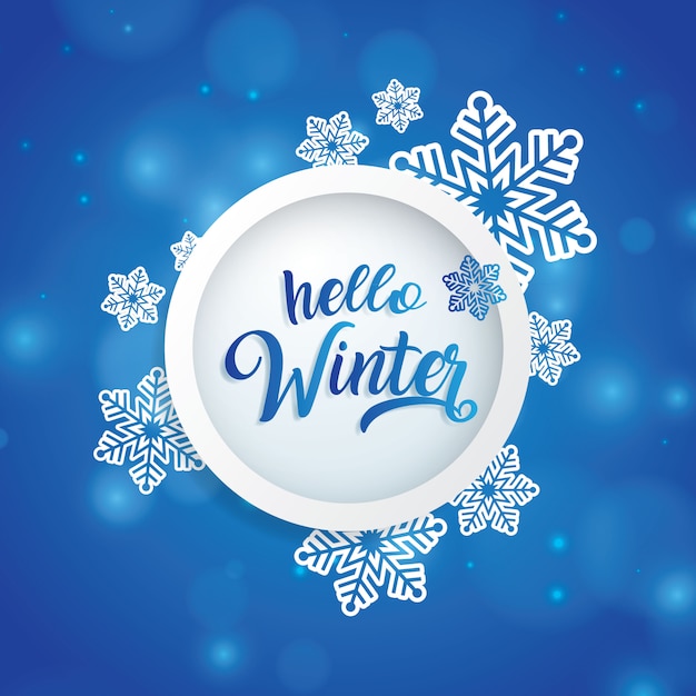 Bonjour texte d&#39;hiver dans le cercle