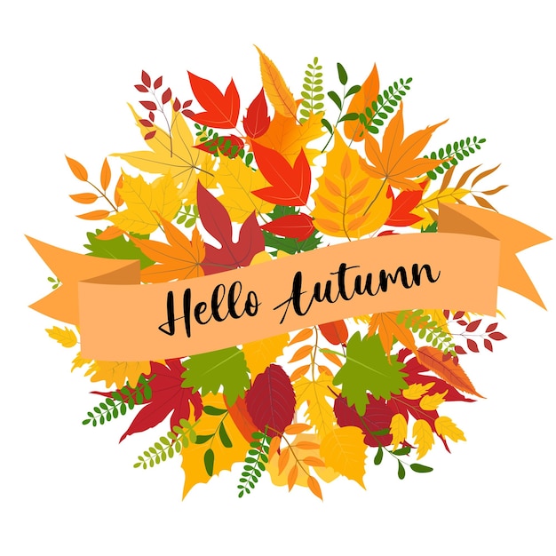 Bonjour vecteur d'automne Modèle de conception d'automne pour le panneau de carte de publicité de bannière de vente de décoration