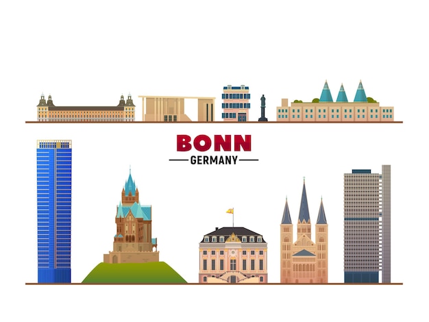 Bonn Allemagne City Skyline Repères Vecteur à Fond Blanc Illustration Vectorielle Plane Voyage D'affaires Et Concept De Tourisme Avec Des Bâtiments Modernes Image Pour Bannière Ou Site Web