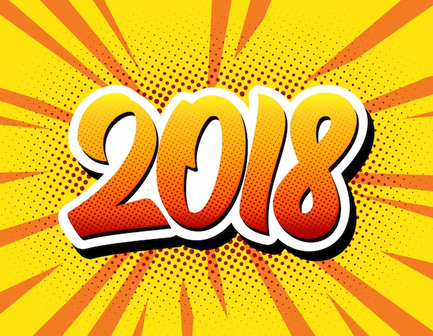 Bonne Année 2018 Pop Art Style Bande Dessinée