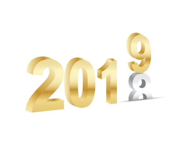 Bonne année 2019 3D chiffres en or