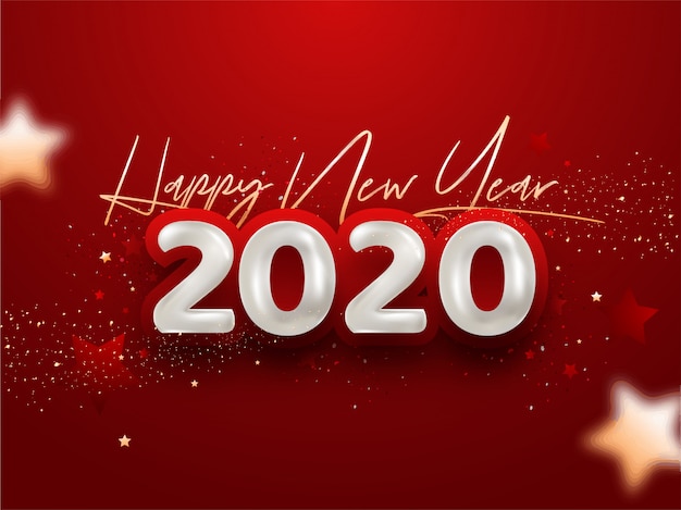 Bonne Année 2020 Avec Des Confettis Sur Rouge