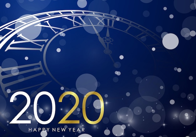 Bonne année 2020 fond avec horloge