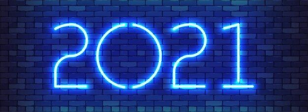 Bonne année 2021 bannière colorée au néon