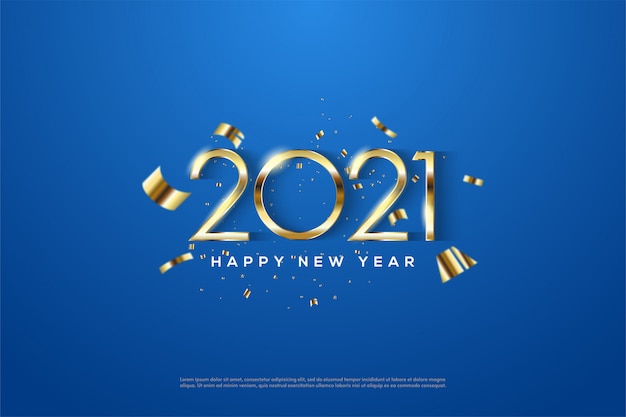 Bonne Année 2021 Avec D'élégants Chiffres En Or Minces