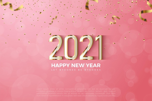 Bonne année 2021 fond avec des chiffres et des couches d'or brillant de luxe