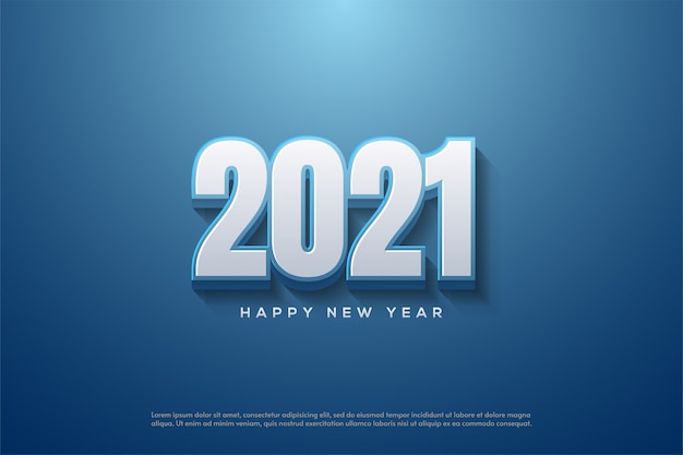 Bonne Année 2021 Avec Des Nombres Blancs 3d Sur Fond Bleu