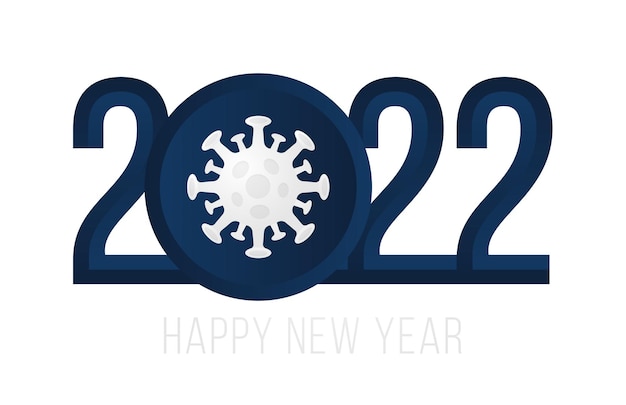 Bonne année 2022. 2022 avec illustration vectorielle de virus réaliste icône