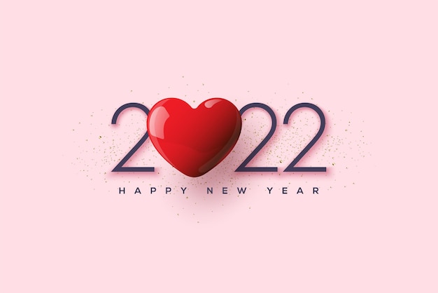 Bonne année 2022 avec un bel amour 3d