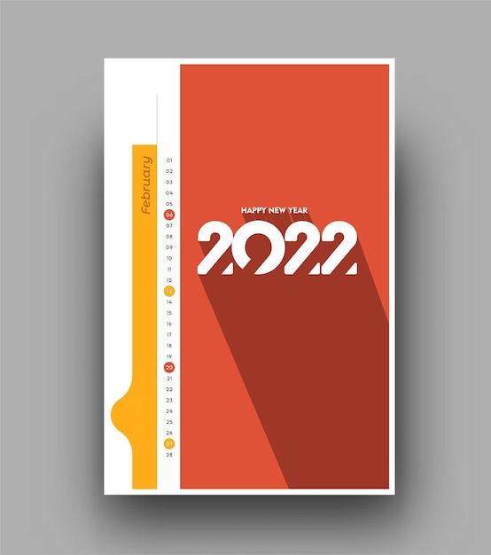 Vecteur bonne année 2022 calendrier - éléments de conception de vacances de nouvel an pour les cartes de vacances, affiche de bannière de calendrier pour les décorations, fond d'illustration vectorielle.