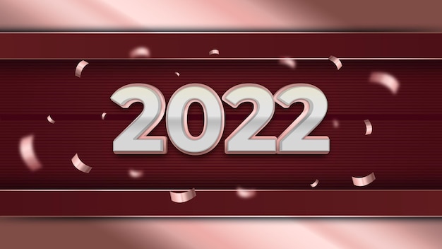 Vecteur bonne année 2022 carte de voeux sur fond d'or rouge et rose de luxe