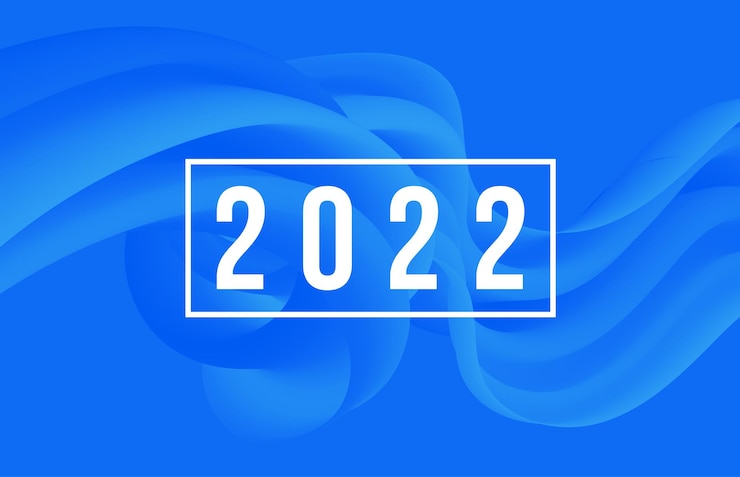 Vecteur bonne année 2022. carte de voeux avec une forme fluide abstraite colorée. design tendance 2022