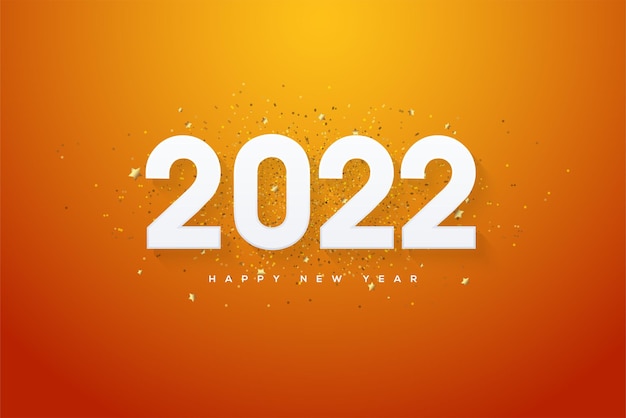 Bonne année 2022 avec des chiffres blancs sur fond orange