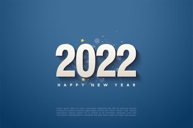 Bonne année 2022 avec des chiffres sur fond bleu marine