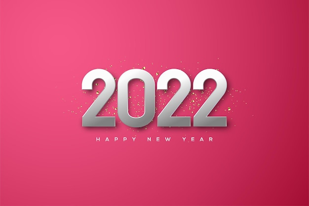 Bonne année 2022 avec des chiffres métalliques élégants