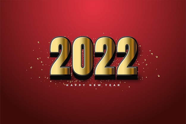 Bonne Année 2022 Avec Des Chiffres En Or Enveloppés D'un Noir élégant