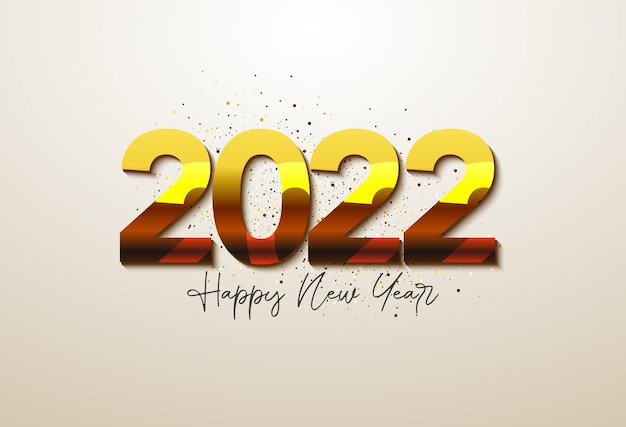 Bonne année 2022 avec des chiffres en or fantaisie