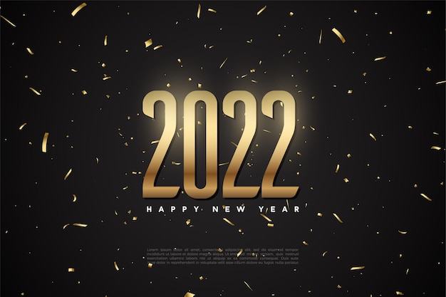 Bonne année 2022 avec des chiffres et des points d'or