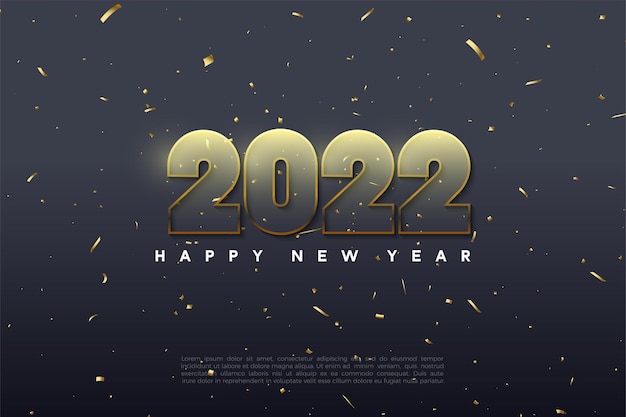 Bonne année 2022 avec des chiffres transparents bordés d'or