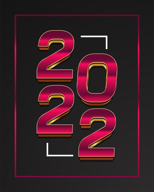 Vecteur bonne année 2022 conception de bannière ou d'affiche avec numéro 3d rouge et or. conception de numéro de texte 2022. modèle de conception de célébration du nouvel an pour flyer, affiche, brochure, carte, bannière ou carte postale