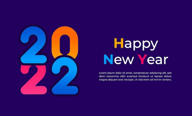 Bonne Année 2022 Design De Fond Coloré Avec En-tête De Calendrier Numéro 2022