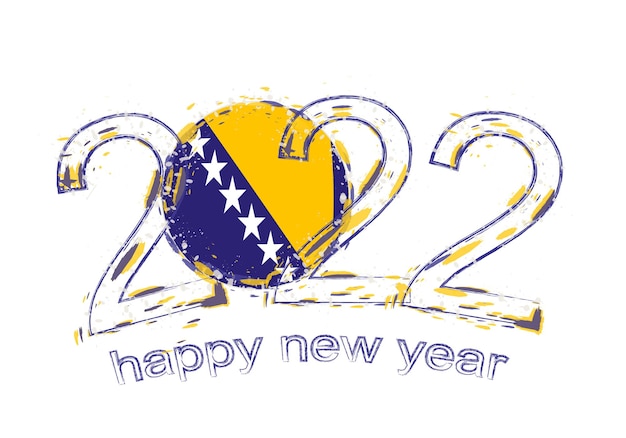 Vecteur bonne année 2022 avec le drapeau de la bosnie-herzégovine.