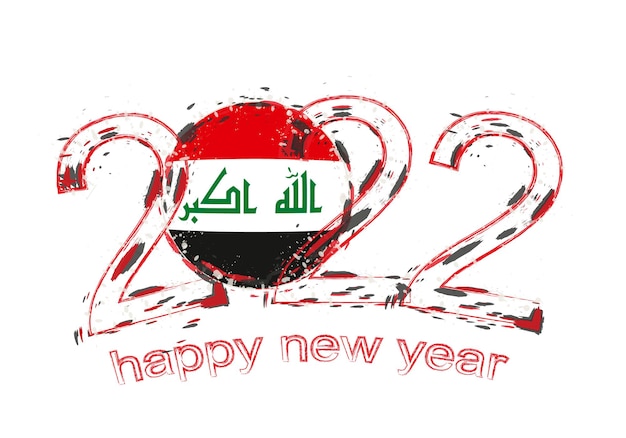 Vecteur bonne année 2022 avec le drapeau de l'irak.