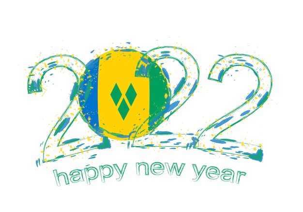 Bonne Année 2022 Avec Le Drapeau De Saint-vincent-et-les Grenadines.