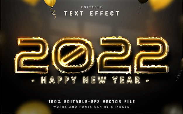 Bonne année 2022 effet de texte or modifiable