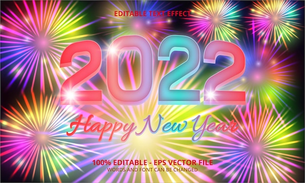 Bonne Année 2022 Feux D'artifice Et Effet De Texte Modifiable