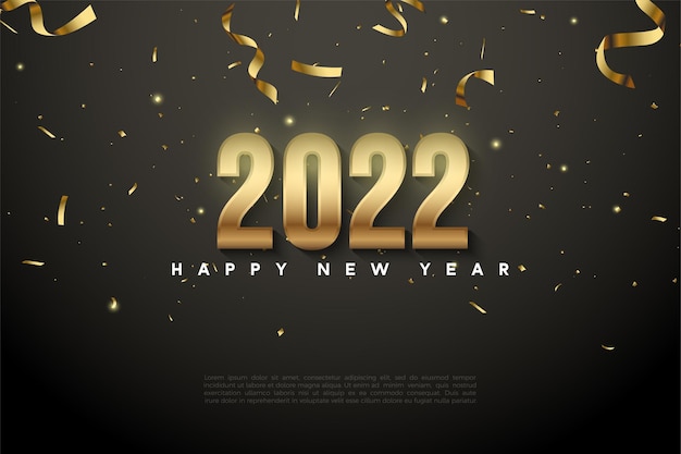 Bonne année 2022 fond avec chute de ruban d'or