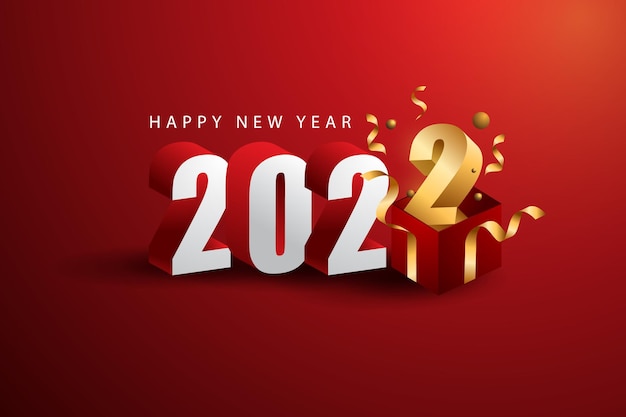 Vecteur bonne année 2022 fond avec typographie 3d