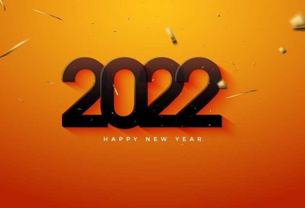 Bonne année 2022 avec illustration de chiffres ombrés doux sur fond orange