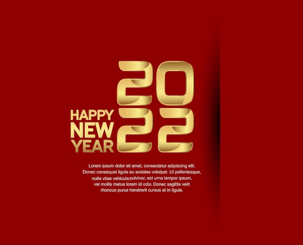 Bonne année 2022 nombre d'or isolé fond rouge pour l'événement de célébration de la fête