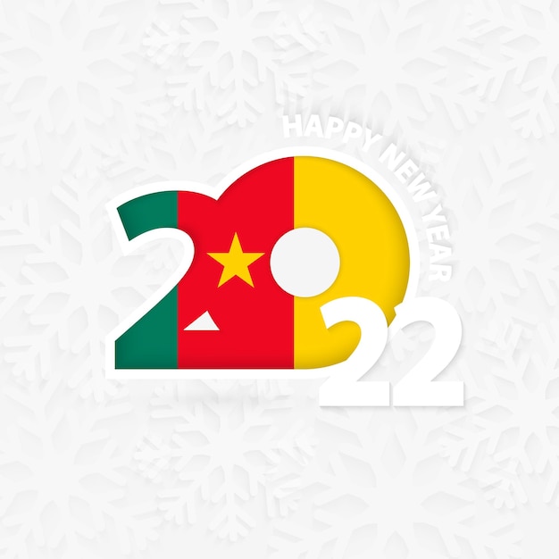 Bonne Année 2022 Pour Le Cameroun Sur Fond De Flocon De Neige.