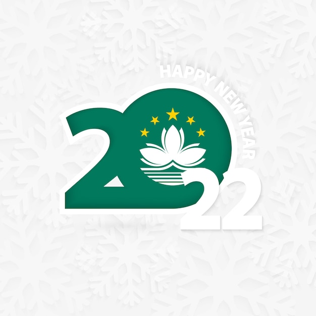 Bonne année 2022 pour Macao sur fond de flocon de neige.