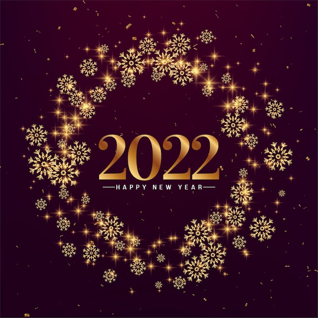 Bonne année 2022 vecteur de fond de cadre de flocons de neige brillant
