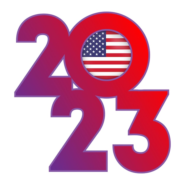 Bonne Année 2023 Bannière Avec Drapeau Usa à L'intérieur De L'illustration Vectorielle