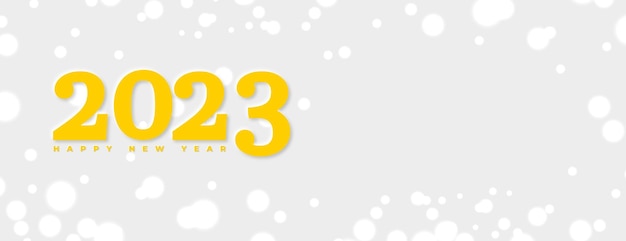 Vecteur bonne année 2023 belle conception de bannière de luxe avec couleur blanche et jaune ou effet bokeh